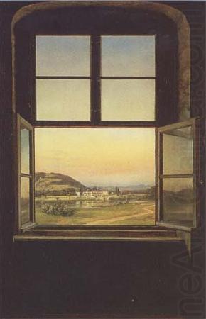 johann christian Claussen Dahl View through a Window to the Chateau of Pillnitz (mk09) china oil painting image